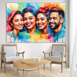 Poster Parede Vibrante de Rostos Sorridentes de Retrato d<br><div class="desc">Acelere o seu espaço com este poster de retrato de aquarela vibrante. Apresentando quatro rostos sorridentes rodeados por placas fluidas de aquarela, esta trabalho de arte combina retratos modernos com lavagens artísticas coloridas. Uma peça viva e elevadora, é perfeita para salas, escritórios, estúdios ou qualquer lugar que precise de uma...</div>
