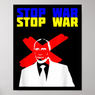Poster Parem com a Guerra Anti-Putin face à bandeira ucra