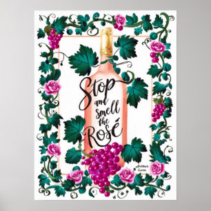 Poster Parem e Cheirarem O Vinho Rosé Personalizado
