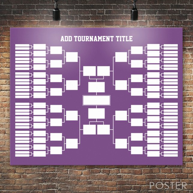 Poster Parêntese de torneio desportivo para 64 equipes ro (Custom Tournament Bracket)