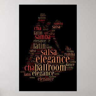 Poster Pares da dança como o design da nuvem das palavra