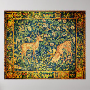 Poster PARES dos CERVOS de FALLOW, FLORES GÓTICOS da