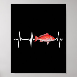Poster Pargo Vermelho Batimento Cardíaco Para Pesca de Pe