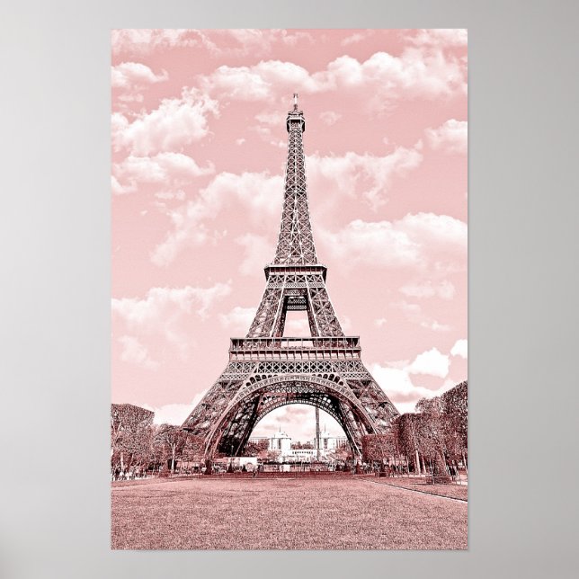 Poster Paris a Rosa, Eiffel Towea (Frente)