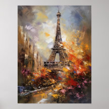 Paris A Torre Eiffel Pintura Abstrata a Óleo