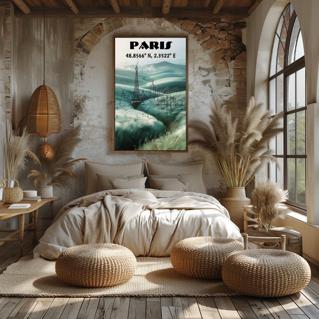 Pôster París: Arte de línea con Coordenadas. (Criador carregado)