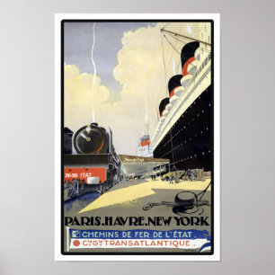 Poster Paris às viagens vintage de New York