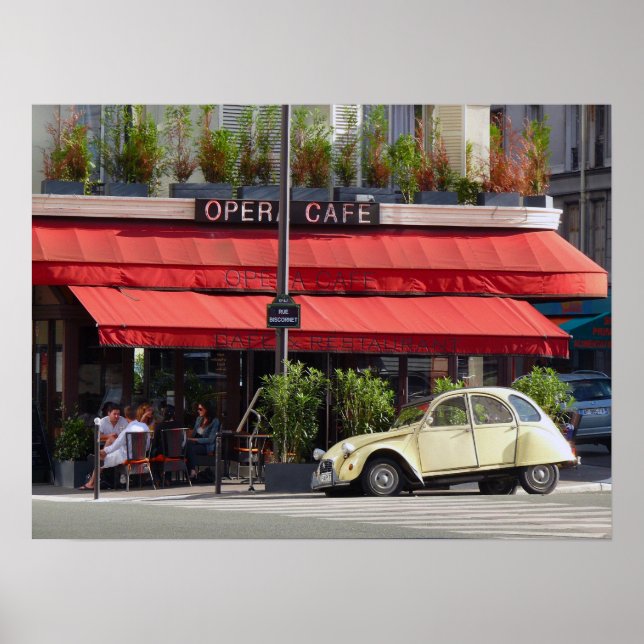 Poster Paris Café e Citroën Car (Frente)
