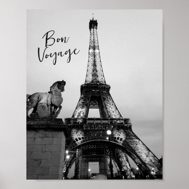 Poster Paris Desceu Eiffel Tower Bon Voyage Viagem (Frente)