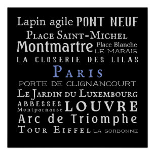 Pôster Paris e seus pontos turísticos