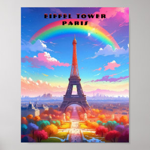 Poster Paris Eiffel Torre Rainbow Sky