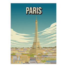 Pôster Paris Eiffel Tower Skyline Travel Poster