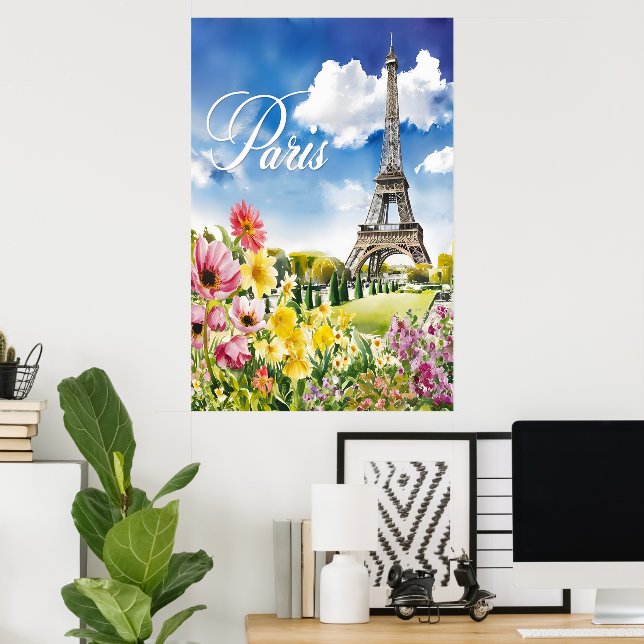 Poster Paris em Bloom (Escritório em casa)