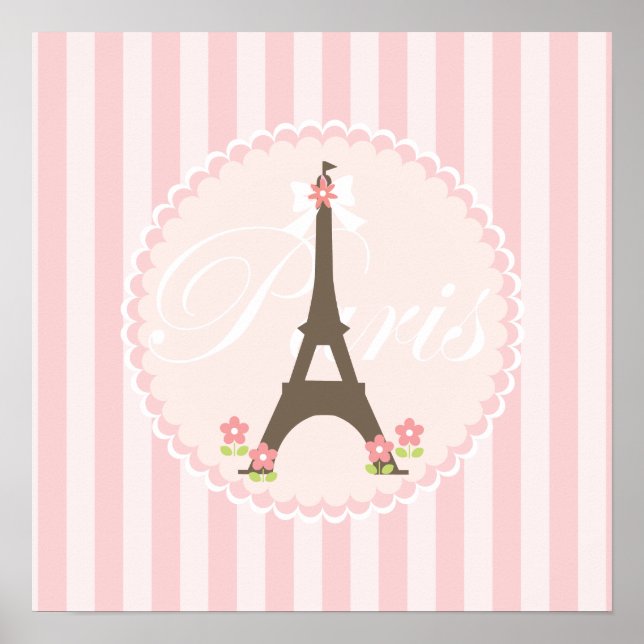 Poster Paris em Primavera Girly (Frente)