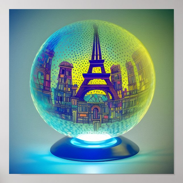 Poster Paris em um Crystal Ball (Frente)