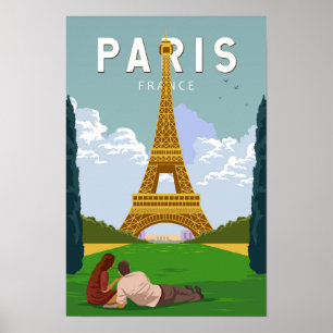 Poster Paris França Arte de Viagem Retro Vintage