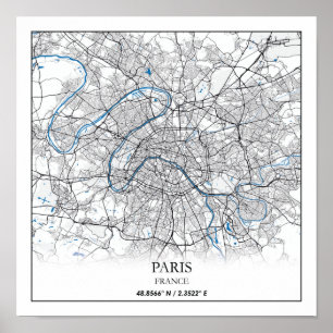 Poster Paris França City Map Viagem Simple