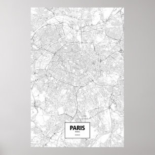 Poster Paris, França (preto no branco)