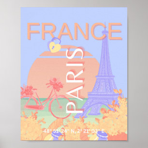 Poster Paris, França, Viagem, Arte, Pré-Disquete, Pastel,