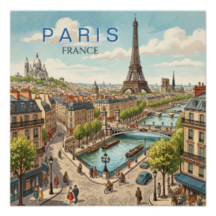 Pôster Paris França Viagem Arte Vintage