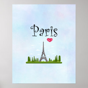 Poster Paris francesa com Torre Eiffel