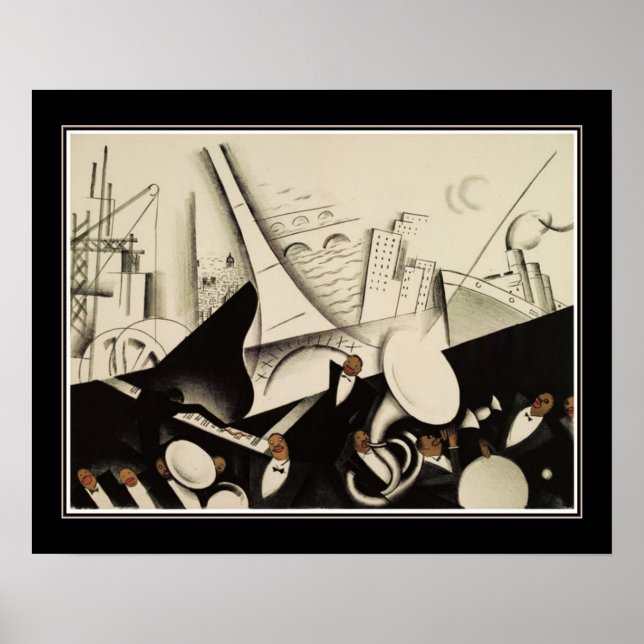 Poster "Paris Jazz" cerca de 1925 Art Deco (Frente)