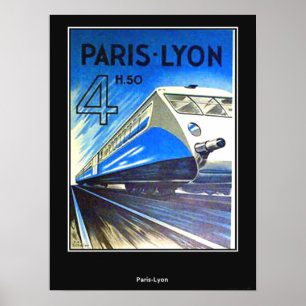 Poster Paris-Lyon France das viagens vintage