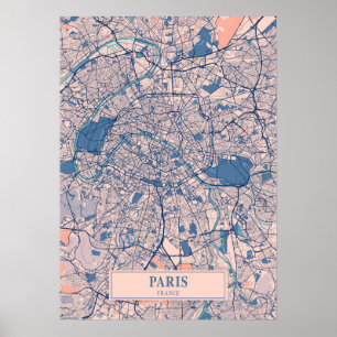 Poster Paris - Mapa da cidade de Breezy, França