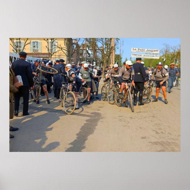 Poster Paris-Nice Ciclistas Auxerre Yonne França 1933 (Frente)