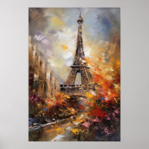 Paris, pintura de óleo de Abstrato de torre Eiffel