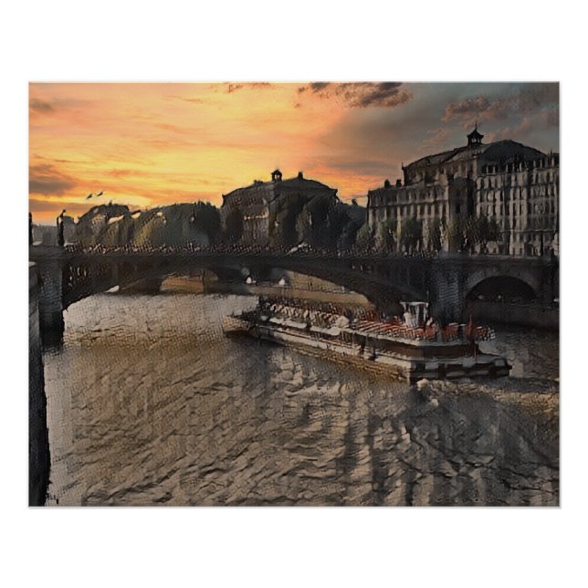 Pôster Paris River Wall Art Cityscape Sunset Scene (Frente)