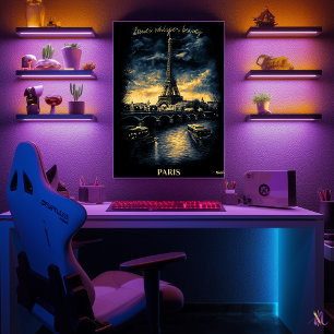 Poster Paris Skyline - Arte Monocromática do Carvão - Urb