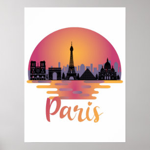 Poster Paris Skyline - França Viagem