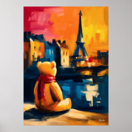 Poster Paris Teddy Fauvist Eiffel Tower Sunset Print