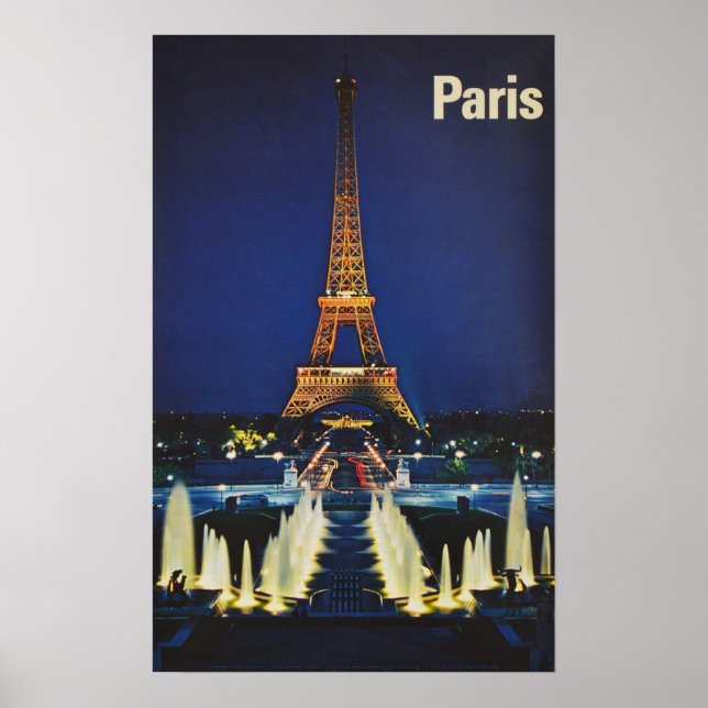 Poster Paris, Viagens vintage da França, 1970ca (Frente)