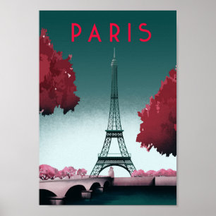Poster Paris  Viagens vintage  Mapa de materiais melhorad