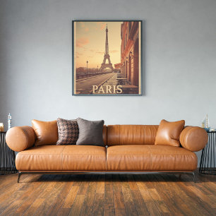 Poster Paris Vintage Travel Torre Eiffel Pastel