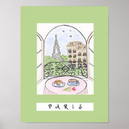 Poster Paris Whimsical e Torre Eiffel "PARIS"