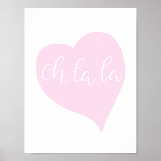 Pôster Parisiense La Chic Girly Rosa Cute Heart (Frente)