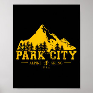 Poster Park City Utah Usa Ski Resort Alpino Skiing Souven