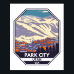 Poster Park City Utah Winter Area Emblem<br><div class="desc">Design de arte Park City Winter mostrando a paisagem de inverno.</div>