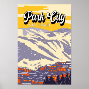 Poster Park City Utah Winter Area Vintage