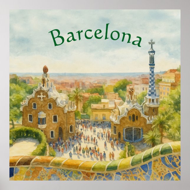 Poster Park Güell em Barcelona, Espanha (Frente)