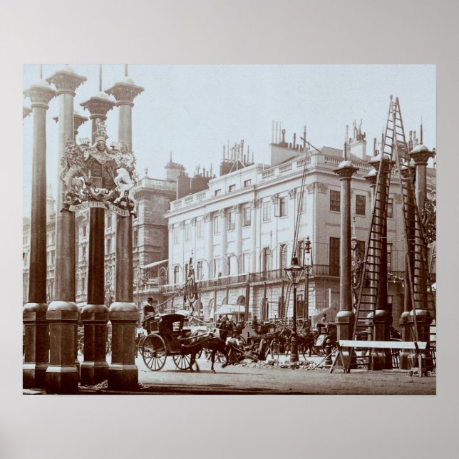 Pôster Park Lane sendo decorada para o Dia da Rainha Vict (Frente)