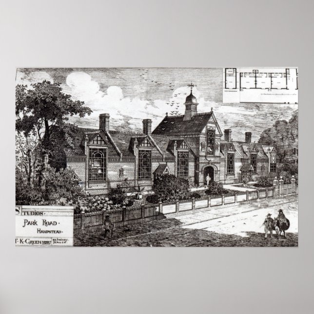 Pôster Park Road, Hampstead, do The Building News (Frente)
