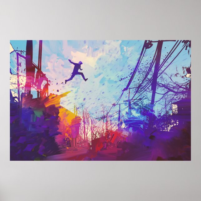 Poster Parkour Urban Free Runling Freestyling Arte Modern (Frente)