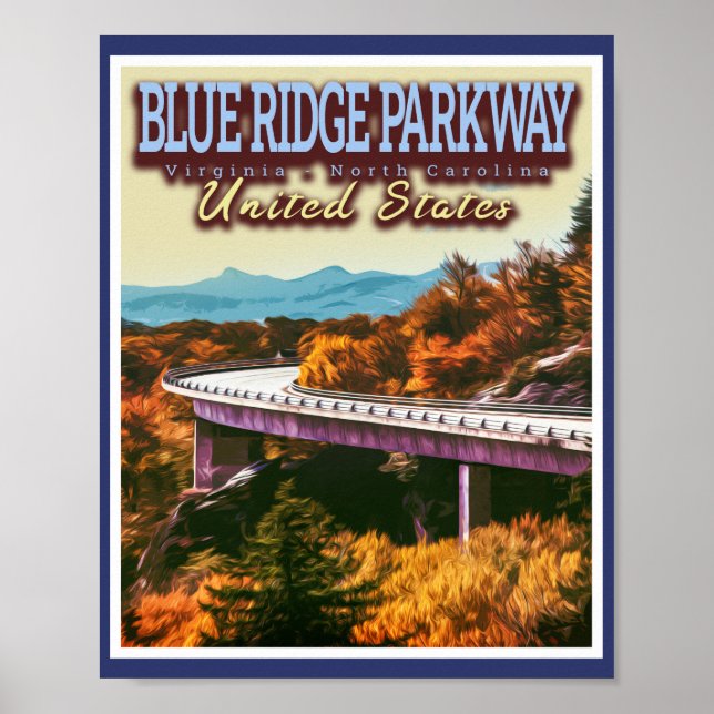 POSTER PARKWAY DE RIDGE AZUL - VIRGÍNIA - CAROLINA DO NOR (Frente)