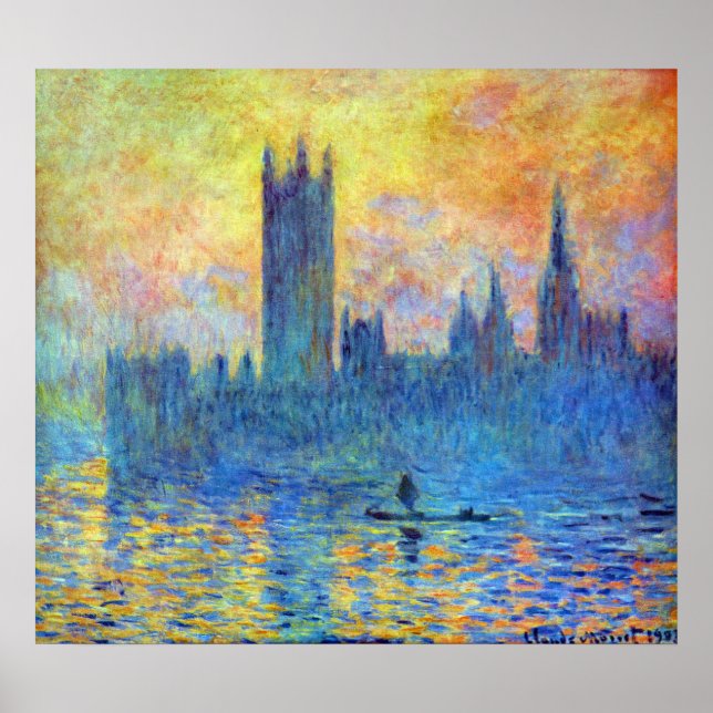 Poster Parlamento de Londres no Inverno por Claude Monet (Frente)