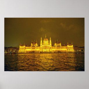 Poster Parlamento Húngaro, Budapeste, Hungria à Noite