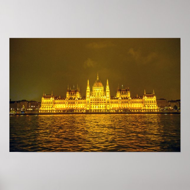 Poster Parlamento Húngaro, Budapeste, Hungria à Noite (Frente)